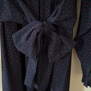 H&M midi dress. Navy blue with red print. Size US 8, EUR 38